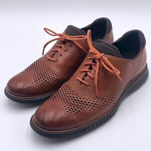 Cole Haan 2.ZeroGrand Laser Wingtip Oxford Mens 9.5M British Tan Leather C25351
